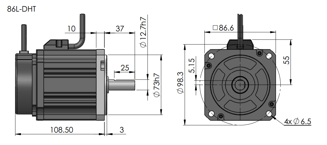 86L-DHT-A6TD1 0.25kW AC Servo Motor
