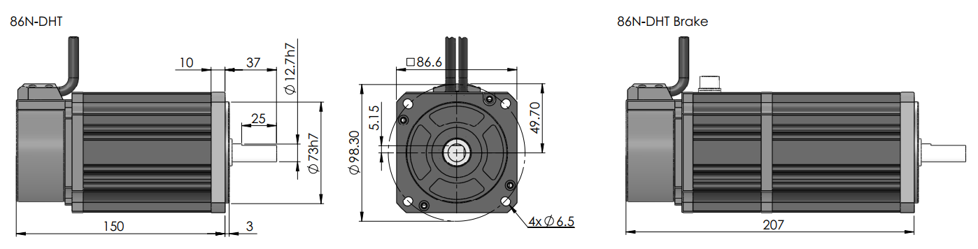 86N-DHT 0.75kW AC Servo Motor