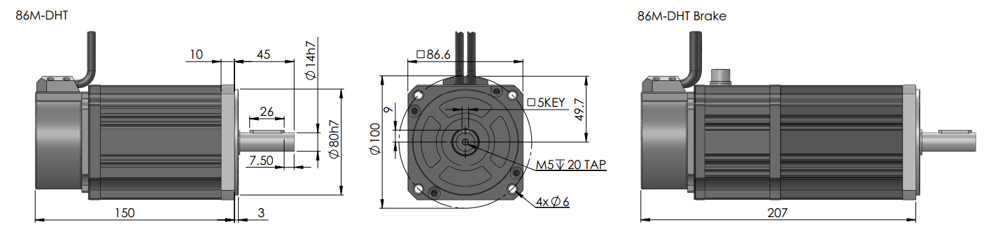 86M-DHT 0.75kW AC Servo Motor